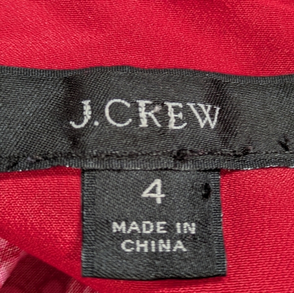 J Crew Red Pink Ditsy Floral Ruffle V Neck Short Sleeve Short Dress 4 - Picture 7 of 9